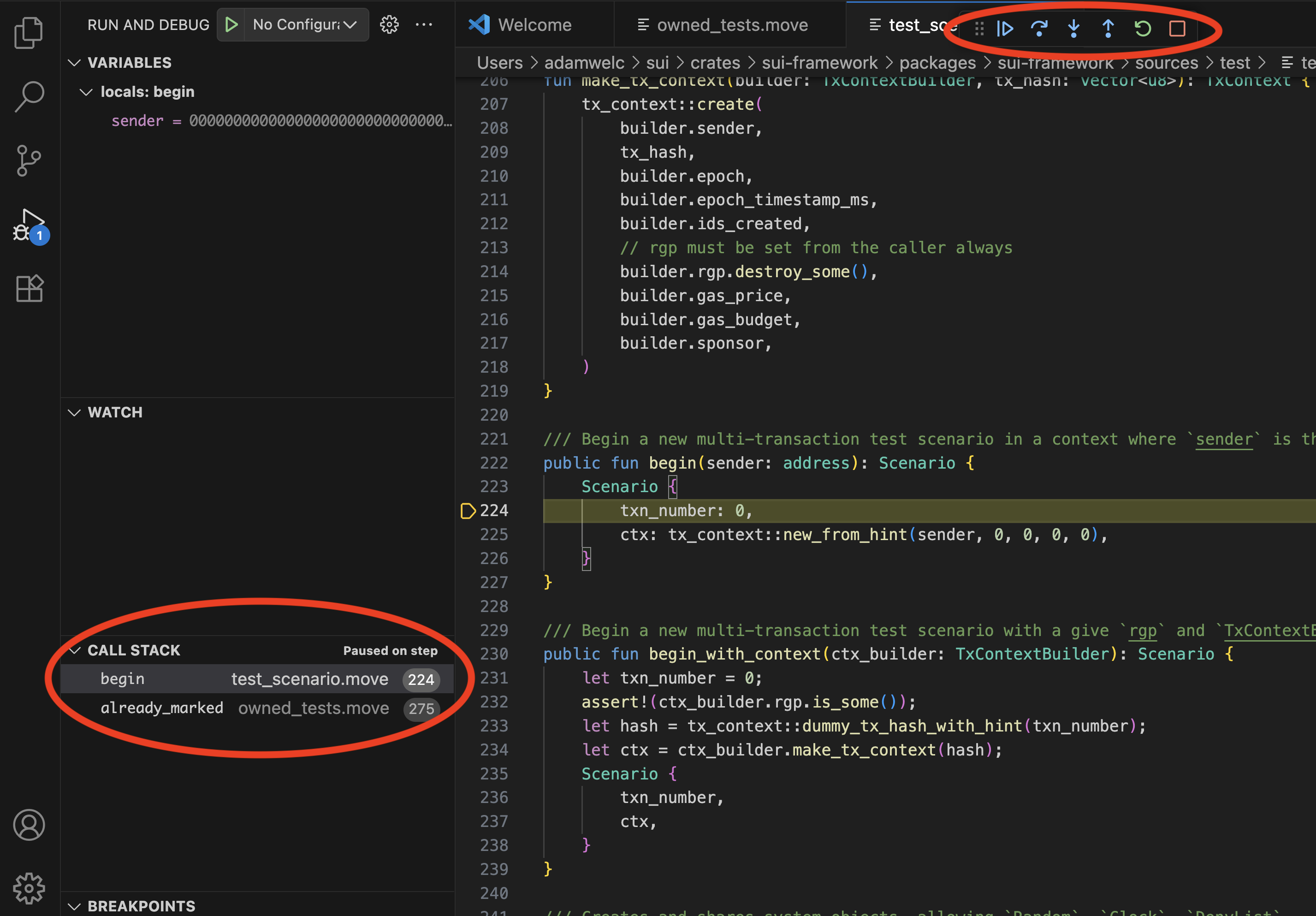 Stepping through code execution